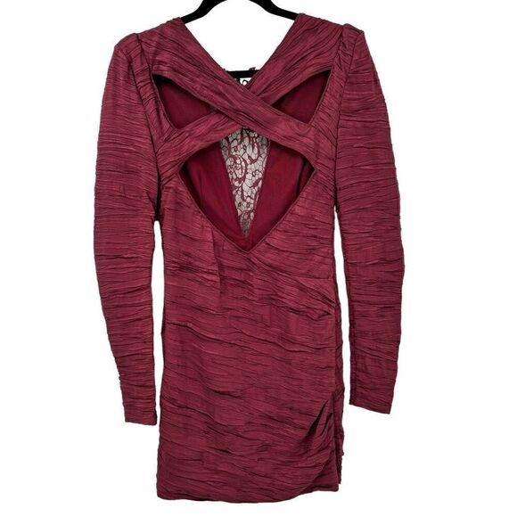 Free People Look of Love Sangria Ruched Bodycon Dress Burgundy Size 4 NWT - Picture 5 of 14